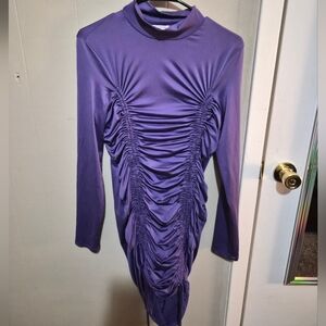 Heart & Hips Purple Long Sleeve Ruched Dress